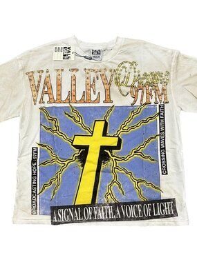 Vale Forever Thunder Cross Bling T-Shirt Dirt White